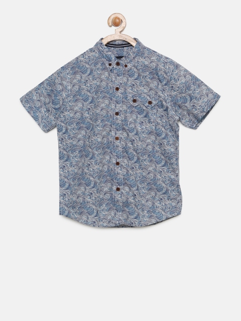 

Cherokee Boys Off-White & Blue Regular Fit Printed Casual Shirt