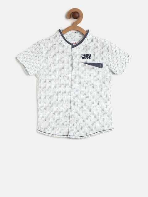 

Donuts Boys White & Blue Regular Fit Printed Casual Shirt