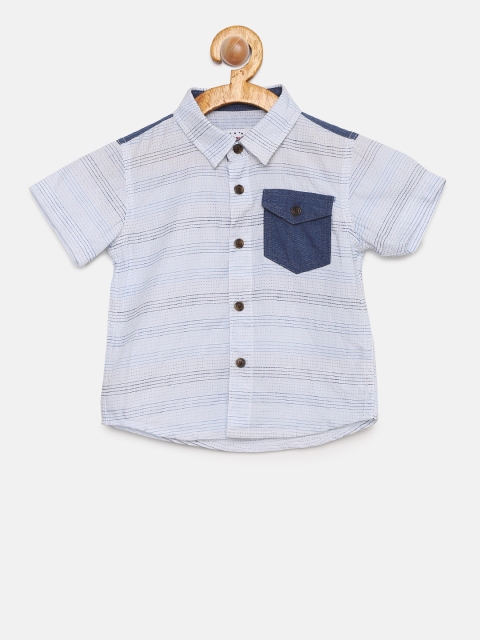 

Donuts Boys White Regular Fit Striped Casual Shirt