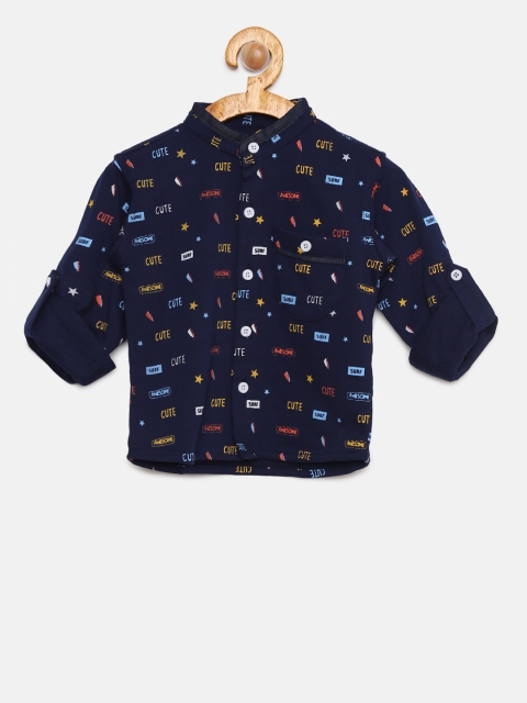 

Donuts Boys Navy Blue Regular Fit Printed Casual Shirt