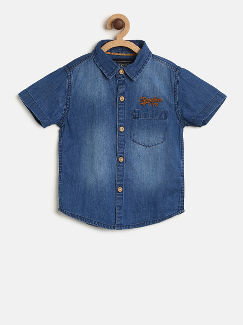 

Cherokee Boys Blue Regular Fit Solid Casual Shirt