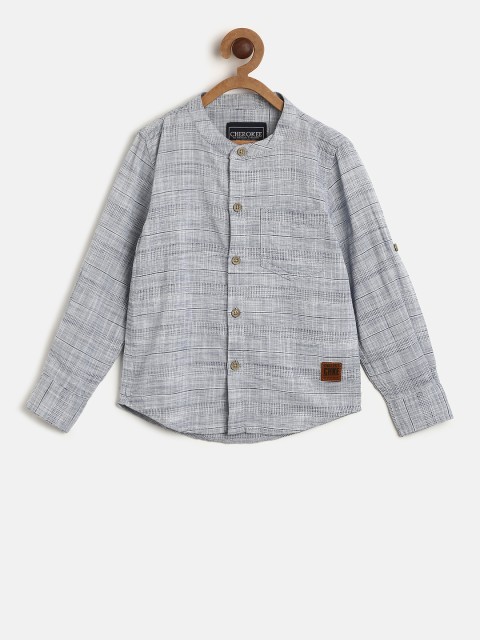 

Cherokee Boys Blue Regular Fit Self Designed Casual Shirt