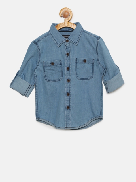 

Cherokee Boys Blue Regular Fit Solid Casual Shirt