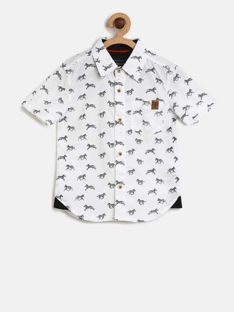

Cherokee Boys White Regular Fit Printed Casual Shirt
