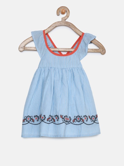 

Donuts Girls Blue & White Striped A-Line Dress