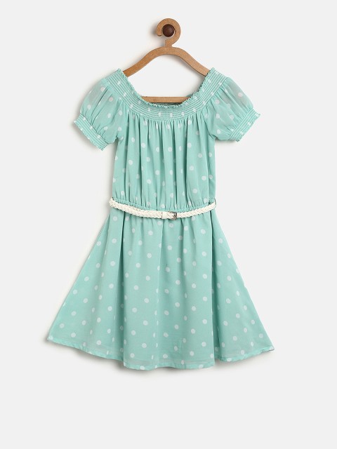 

Cherokee Girls Blue Polka Dots A-Line Dress