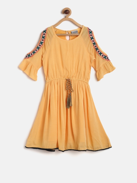 

Cherokee Girls Mustard Yellow Solid A-Line Dress