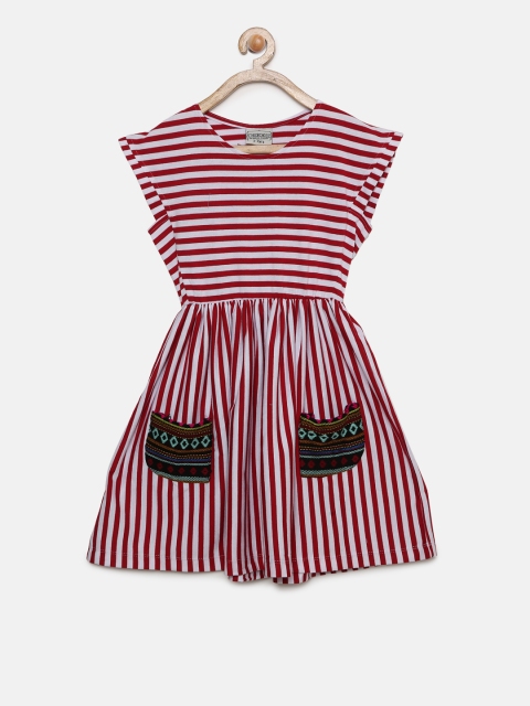 

Cherokee Girls Off-White Striped A-Line Dress