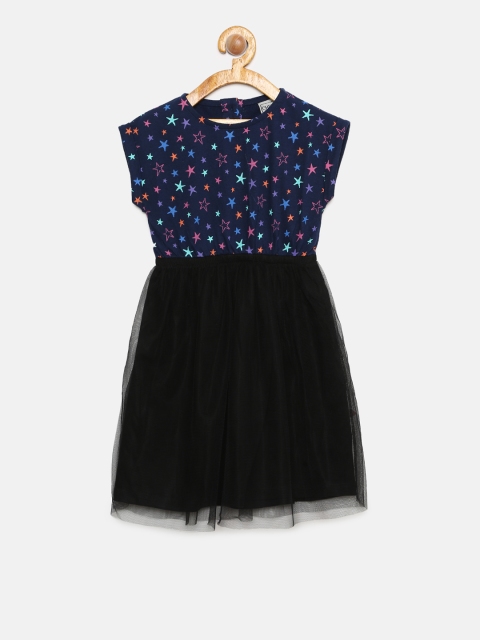 

Cherokee Girls Navy Blue Printed Fit-&-Flare Dress