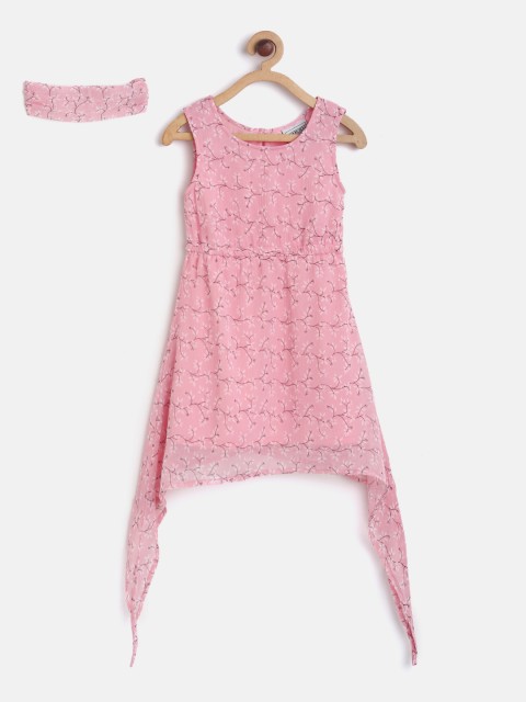 

Cherokee Girls Pink Floral Printed A-Line Dress