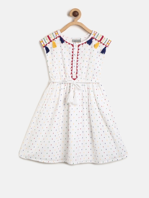 

Cherokee Girls White Printed Fit and Flare Dress