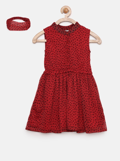 

Cherokee Girls Red Solid A-Line Dress