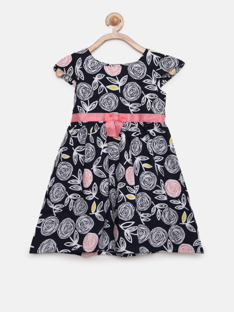 

Cherokee Girls Navy Blue Printed A-Line Dress