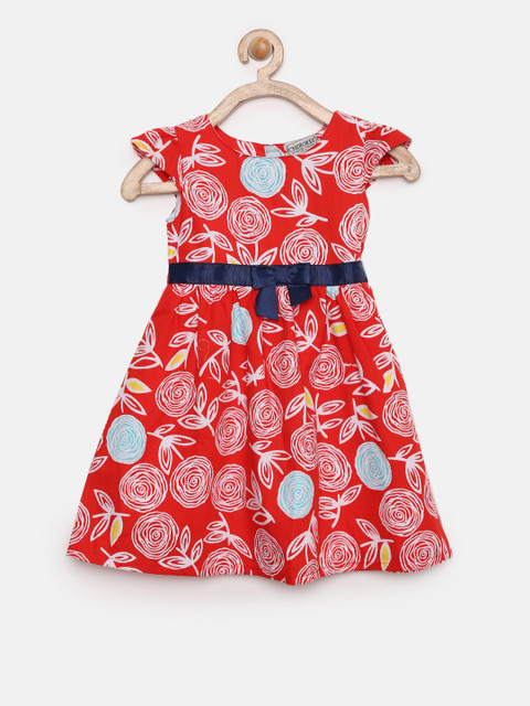 

Cherokee Girls Red and Blue Printed A-Line Dress