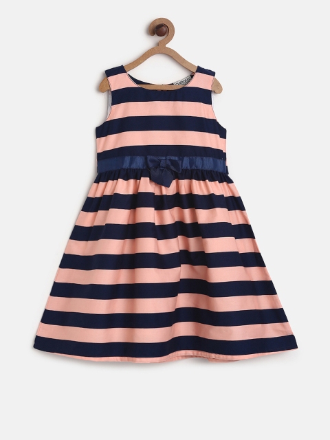 

Cherokee Girls Navy Blue Striped A-Line Dress