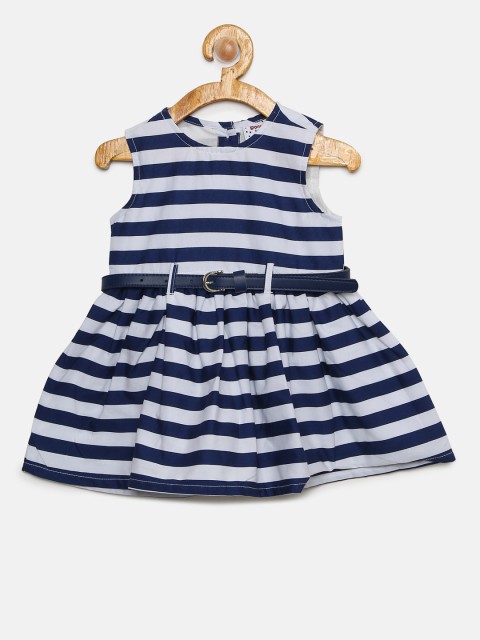 

Donuts Girls Navy & White Striped Fit and Flare Dress, Navy blue