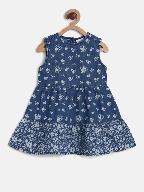 

Donuts Girls Blue Printed A-Line Dress