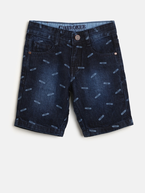 

Cherokee Boys Blue Printed Regular Fit Denim Shorts