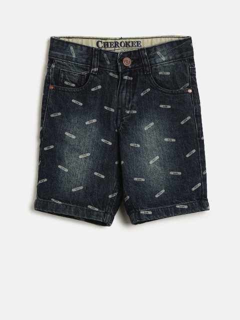 

Cherokee Boys Blue Printed Regular Fit Denim Shorts