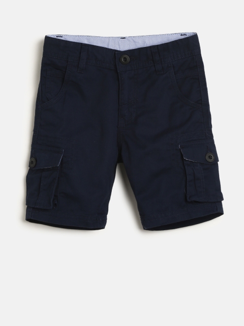 

Cherokee Boys Navy Blue Solid Regular Fit Cargo Shorts