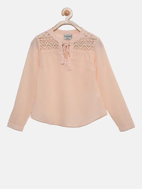 

Cherokee Girls Peach-Coloured Solid Top