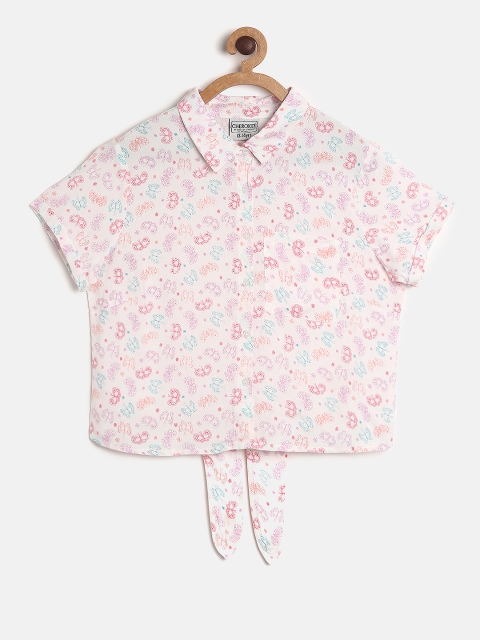 

Cherokee Girls White Printed Pure Cotton Top