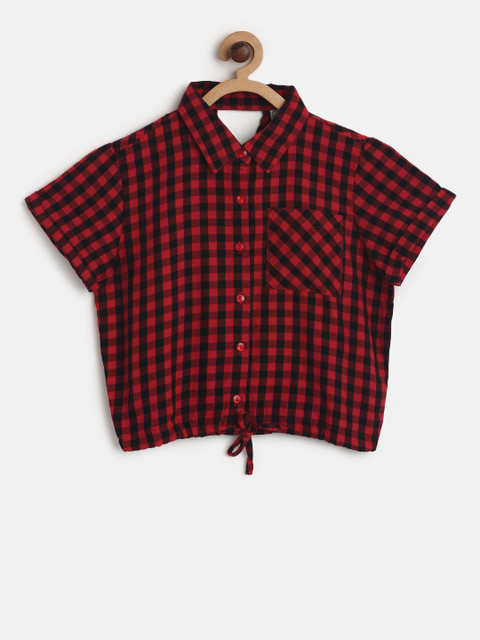 

Cherokee Girls Red & Black Checked Pure Cotton Top
