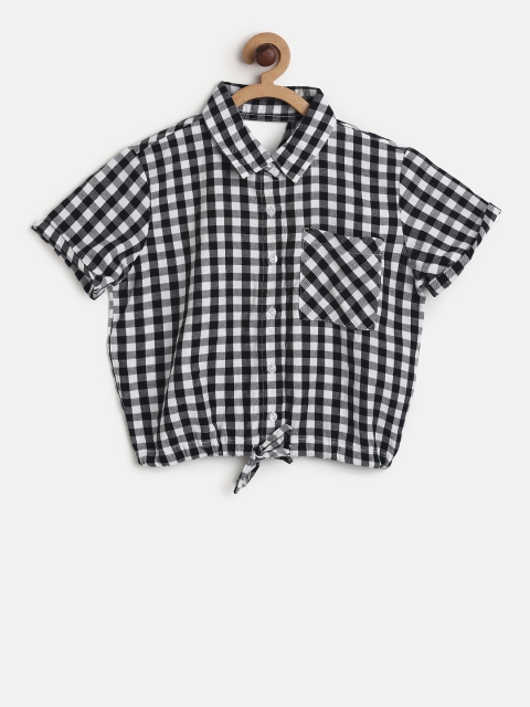 

Cherokee Girls White & Black Checked Pure Cotton Top