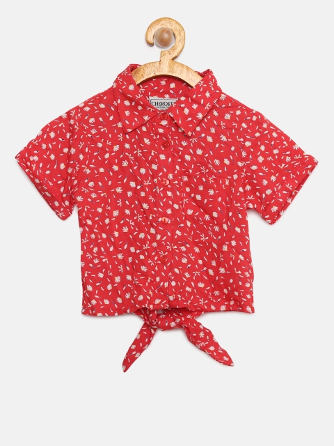 

Cherokee Girls Red Printed Pure Cotton Top