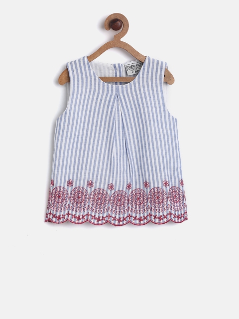 

Cherokee Girls Blue Striped Pure Cotton Top