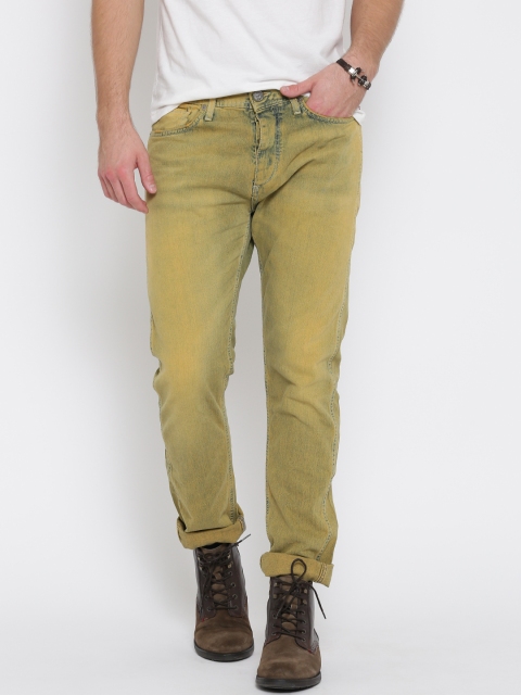 

Jack & Jones Men Mustard Yellow Erik Anti Fit Jeans