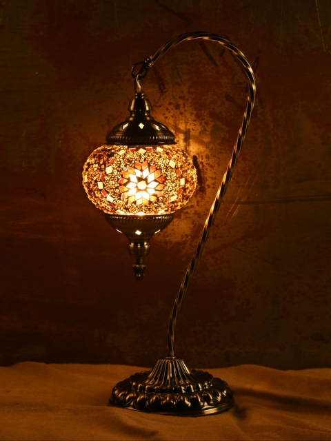 

OddCroft Bronze-Toned & Brown Self Design Bedside Table Top Lamp with Shade