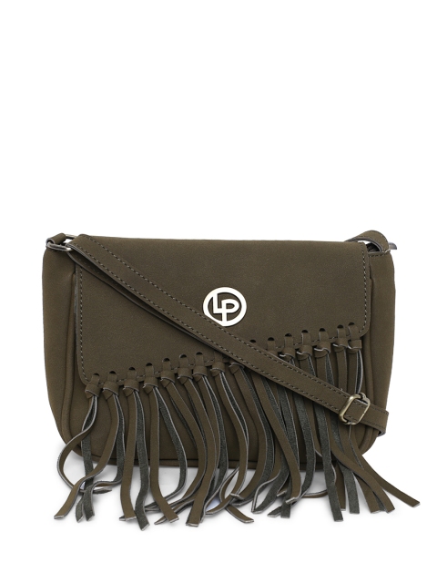 

Lisa Haydon for Lino Perros Olive Green Fringed Sling Bag