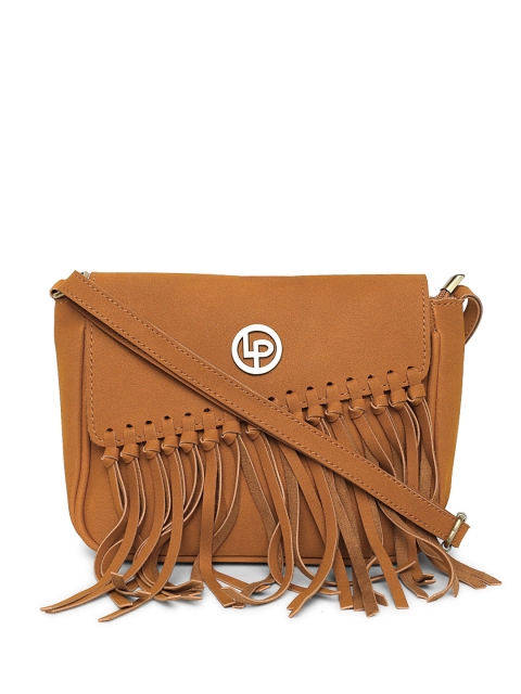 

Lisa Haydon for Lino Perros Tan Brown Fringed Sling Bag