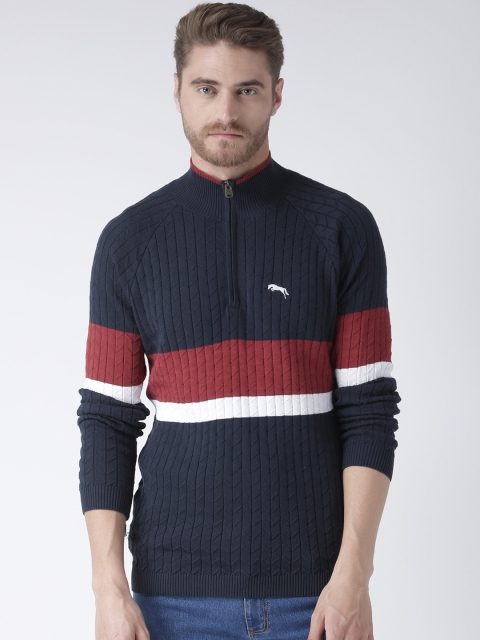 

JUMP USA Men Navy Blue & Red Colourblocked Pullover