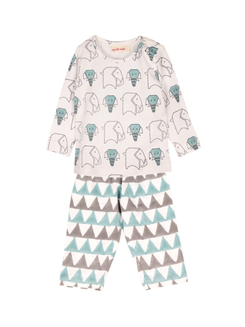 

My Little Lambs Boys Blue & Beige Printed T-shirt with Pyjamas