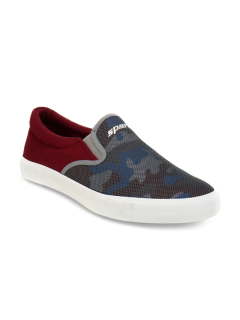 

Sparx Men Grey & Maroon Slip-On Sneakers