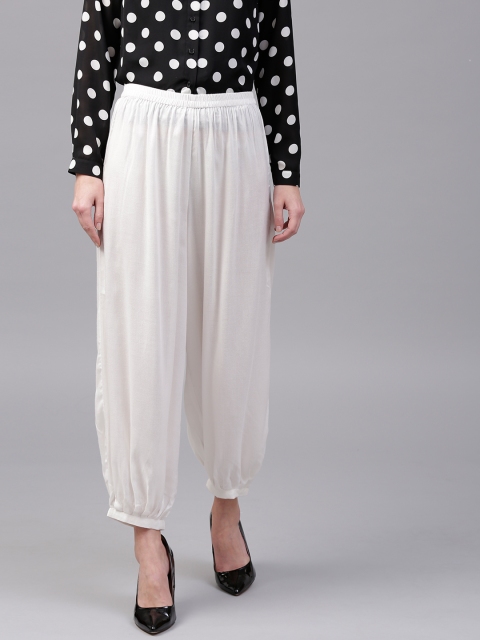 

SASSAFRAS White Harem Pants with Gathers