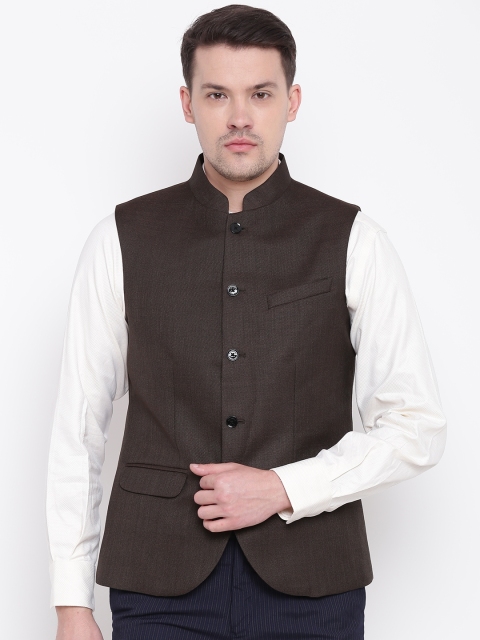 

Blackberrys Brown Self-Design Nehru Jacket