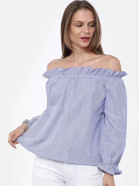 

SCULLERS Women Blue Striped Top