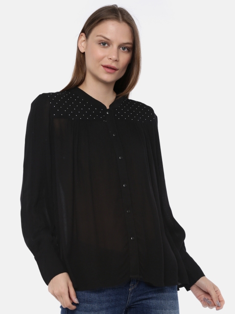 

SCULLERS Women Black Solid Shirt Style Top