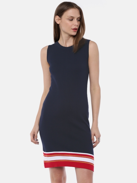 

SCULLERS Women Navy Solid Bodycon Dress, Navy blue