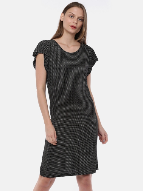 

SCULLERS Women Black Geometric Printed Sheath Dress