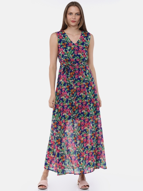 

SCULLERS Women Blue & Pink Floral Printed Maxi Dress