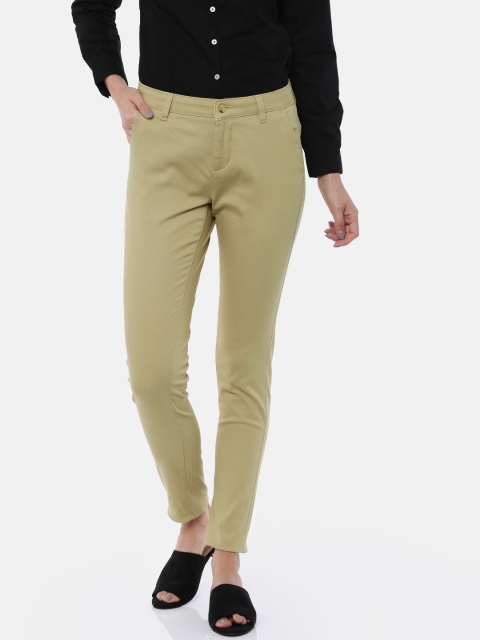 

SCULLERS Women Khaki Tapered Fit Solid Chinos