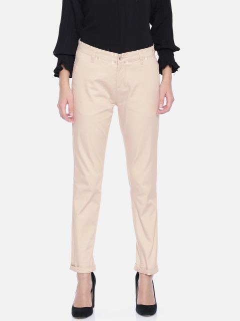

SCULLERS Women Beige Tapered Fit Solid Chinos