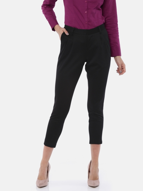 

SCULLERS Women Black Regular Fit Solid Anti Fit Trousers