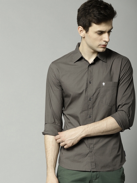 

French Connection Men Grey Regular Fit Solid Casual Shirt
