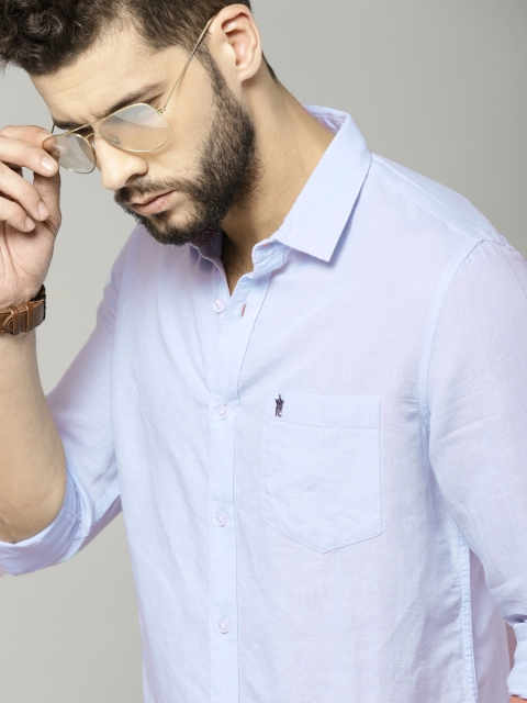 

French Connection Men Blue Slim Fit Solid Casual Shirt