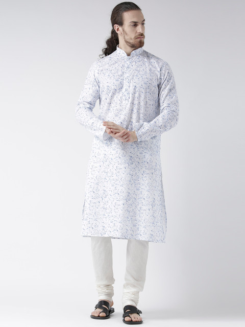 

DEYANN Men White & Off-White Printed Kurta with Pyjamas